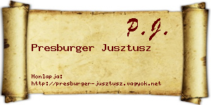 Presburger Jusztusz névjegykártya